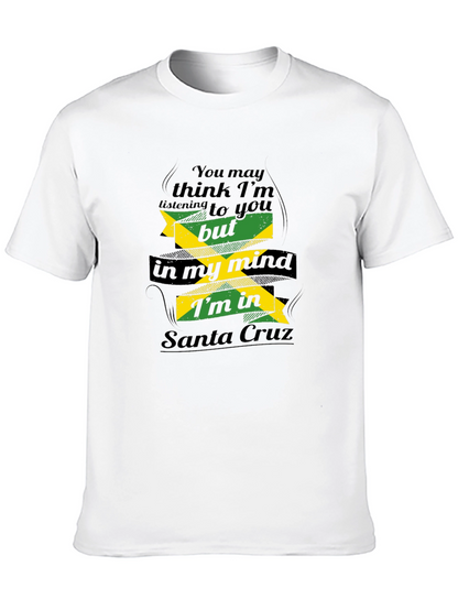 Camiseta Hombre Negra con Diseño Divertido Santa Cruz