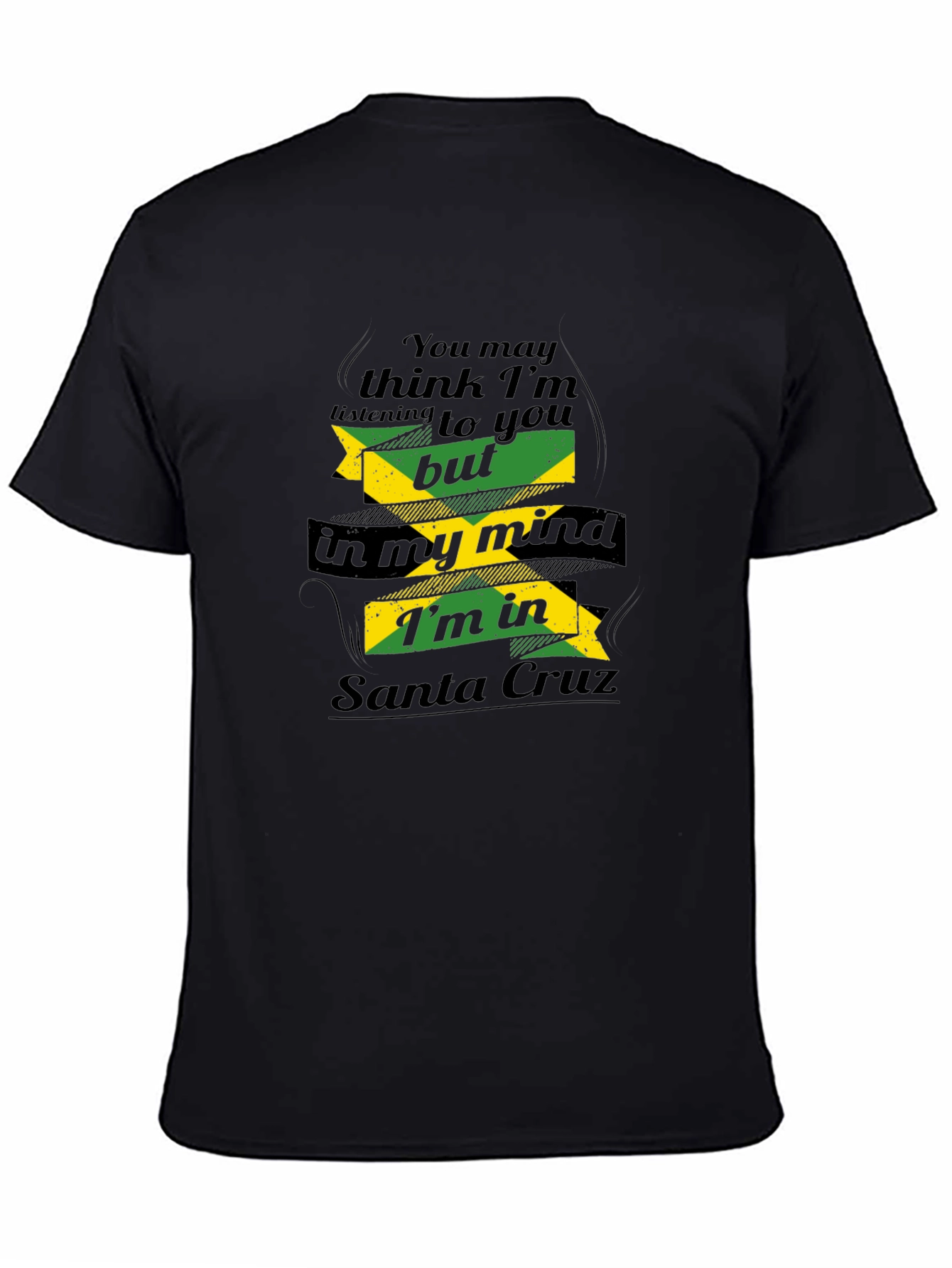 Camiseta Hombre Negra con Diseño Divertido Santa Cruz