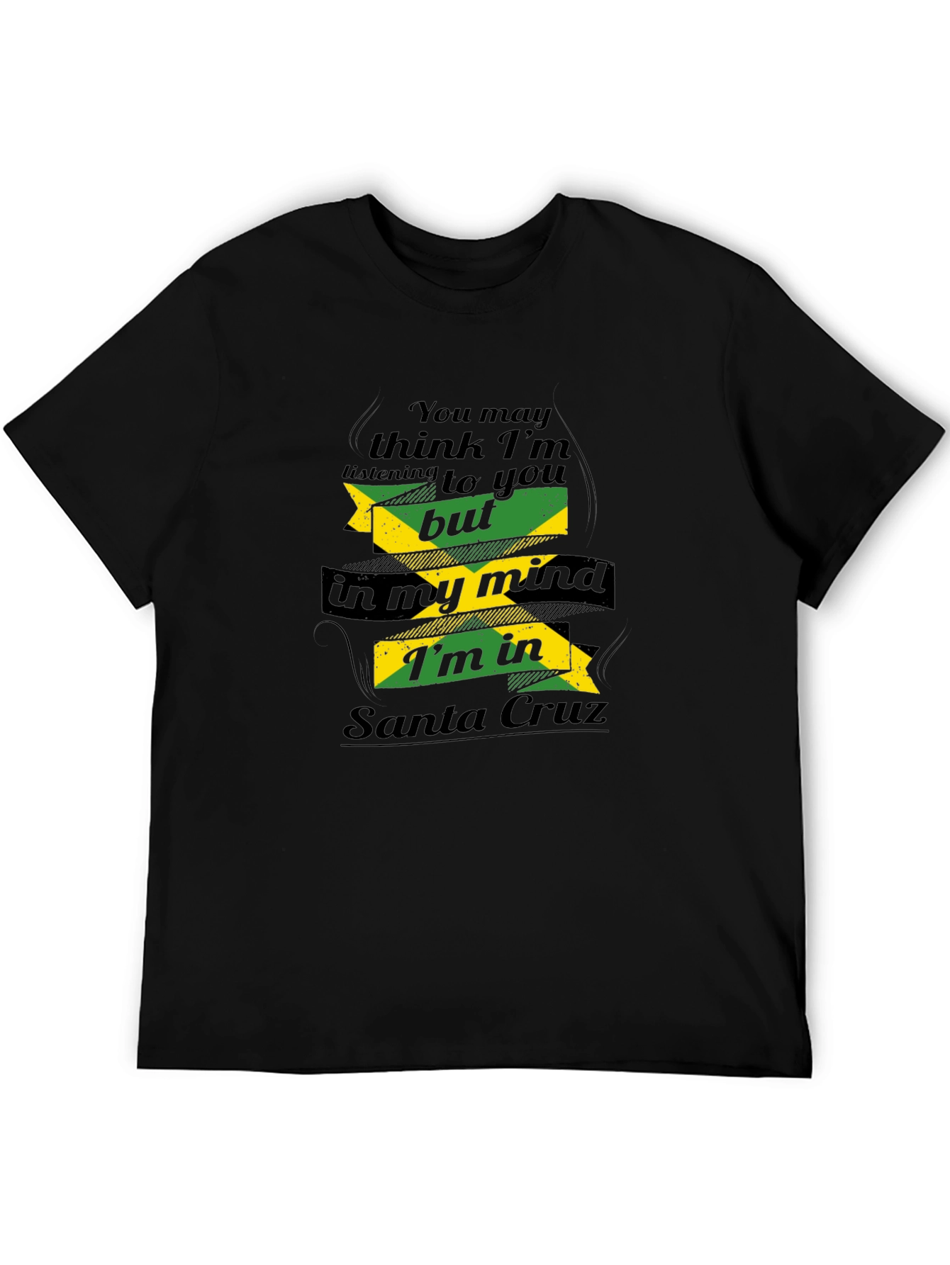 Camiseta Hombre Negra con Diseño Divertido Santa Cruz