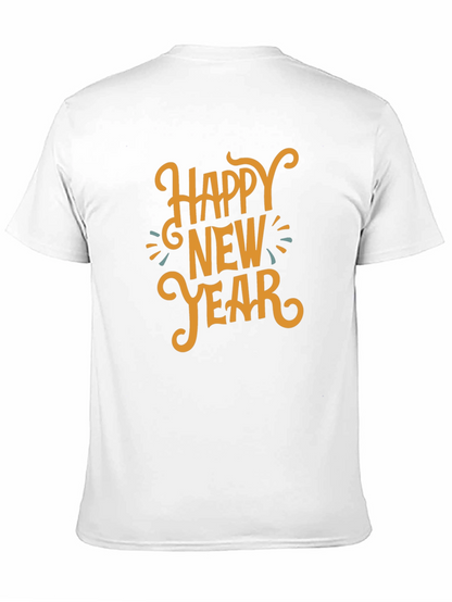 Camiseta Negra Feliz Año Nuevo Estilo Festivo