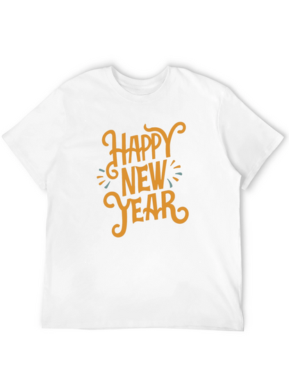 Camiseta Negra Feliz Año Nuevo Estilo Festivo