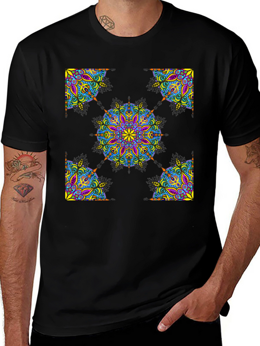 Camiseta Negra Mandala Abstracta