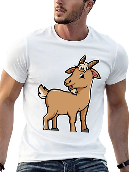 Camiseta Negra con Diseño de Cabra Divertida