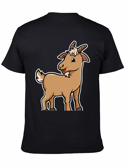 Camiseta Negra con Diseño de Cabra Divertida