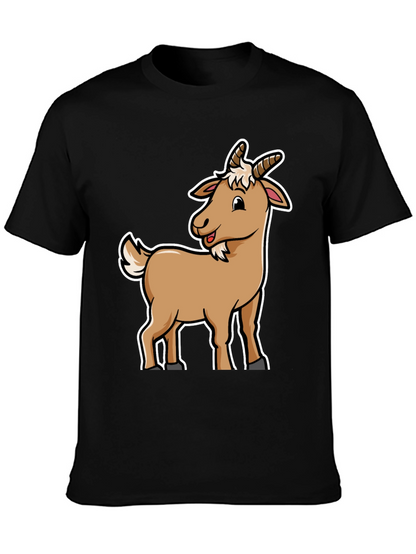 Camiseta Negra con Diseño de Cabra Divertida
