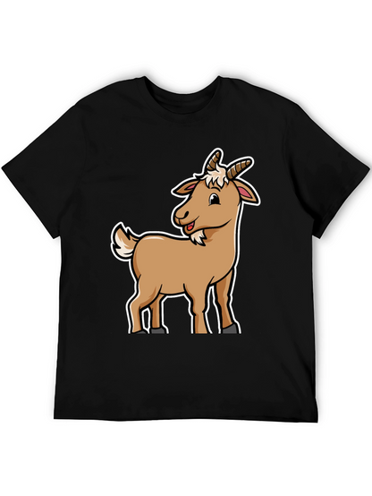 Camiseta Negra con Diseño de Cabra Divertida