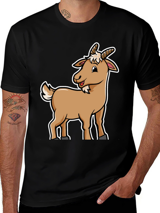 Camiseta Negra con Diseño de Cabra Divertida