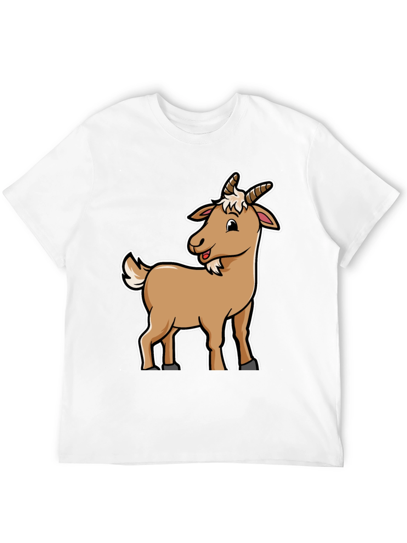 Camiseta Negra con Diseño de Cabra Divertida