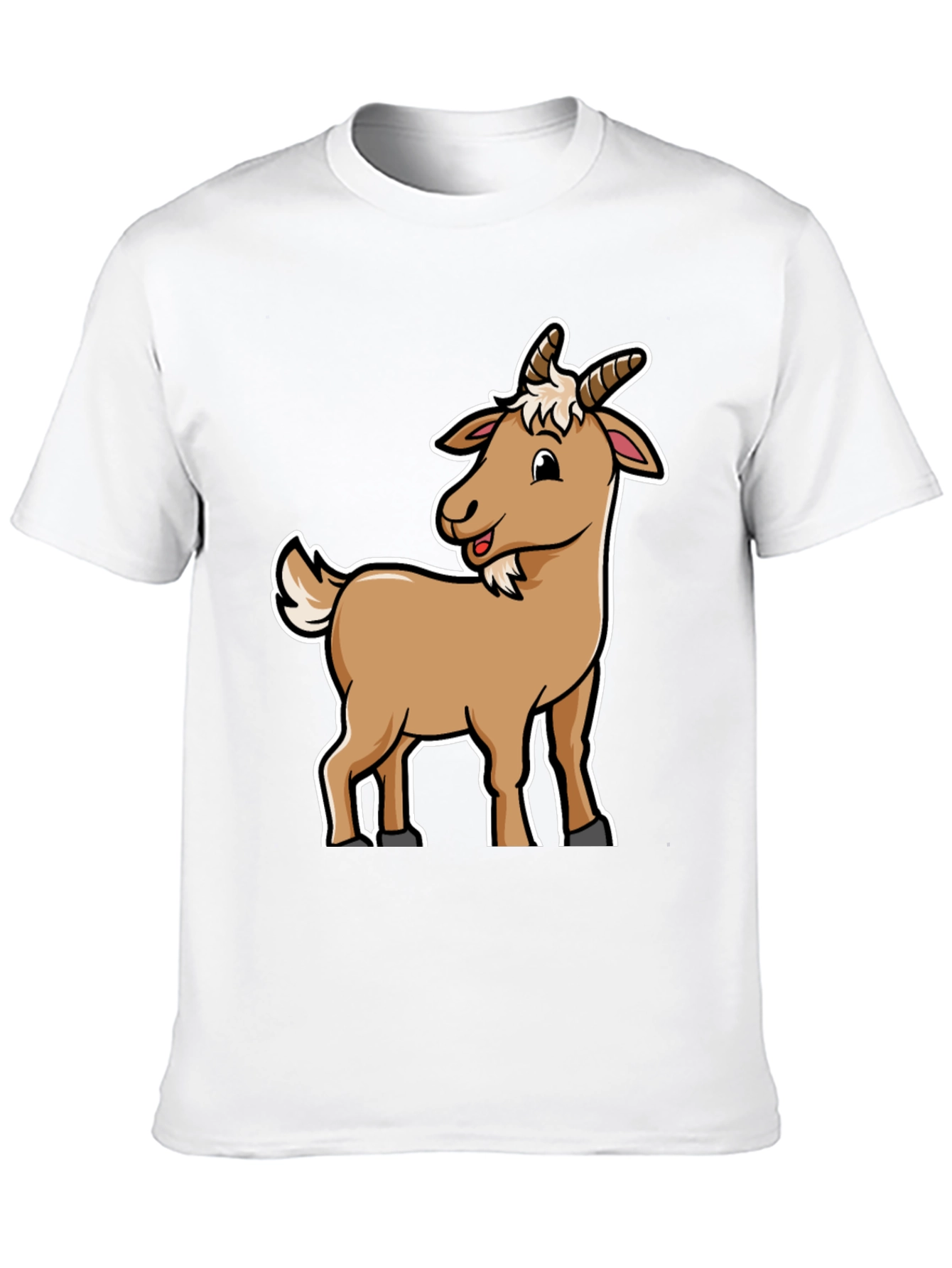 Camiseta Negra con Diseño de Cabra Divertida
