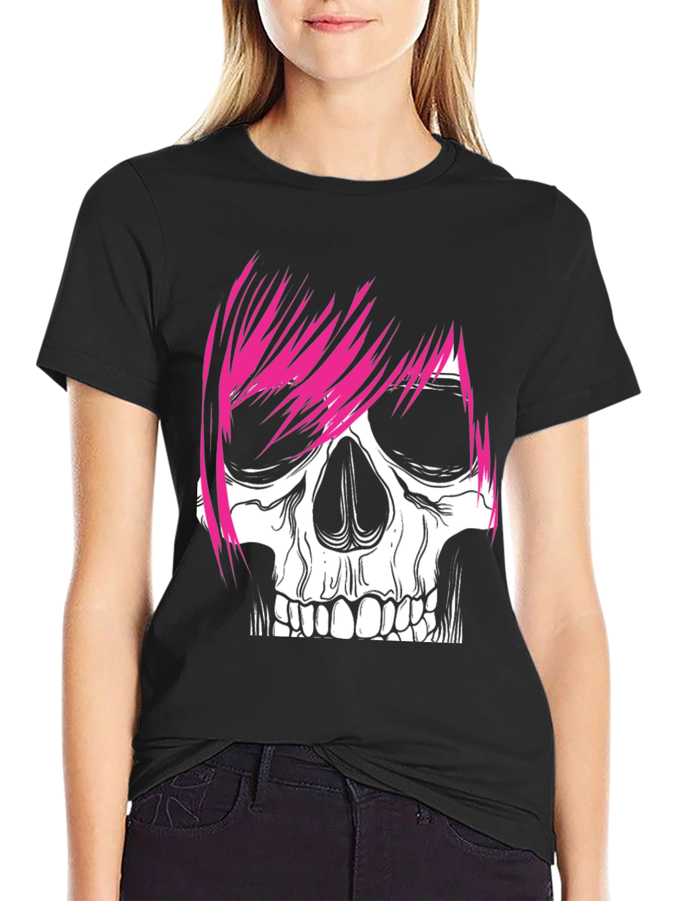 Camiseta Negra con Calavera Punk