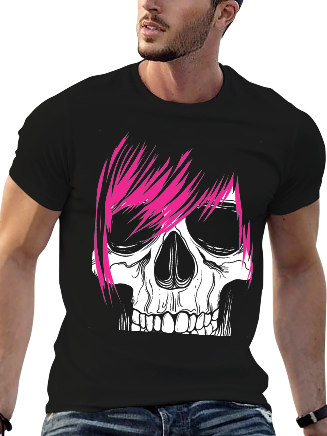 Camiseta Negra con Calavera Punk
