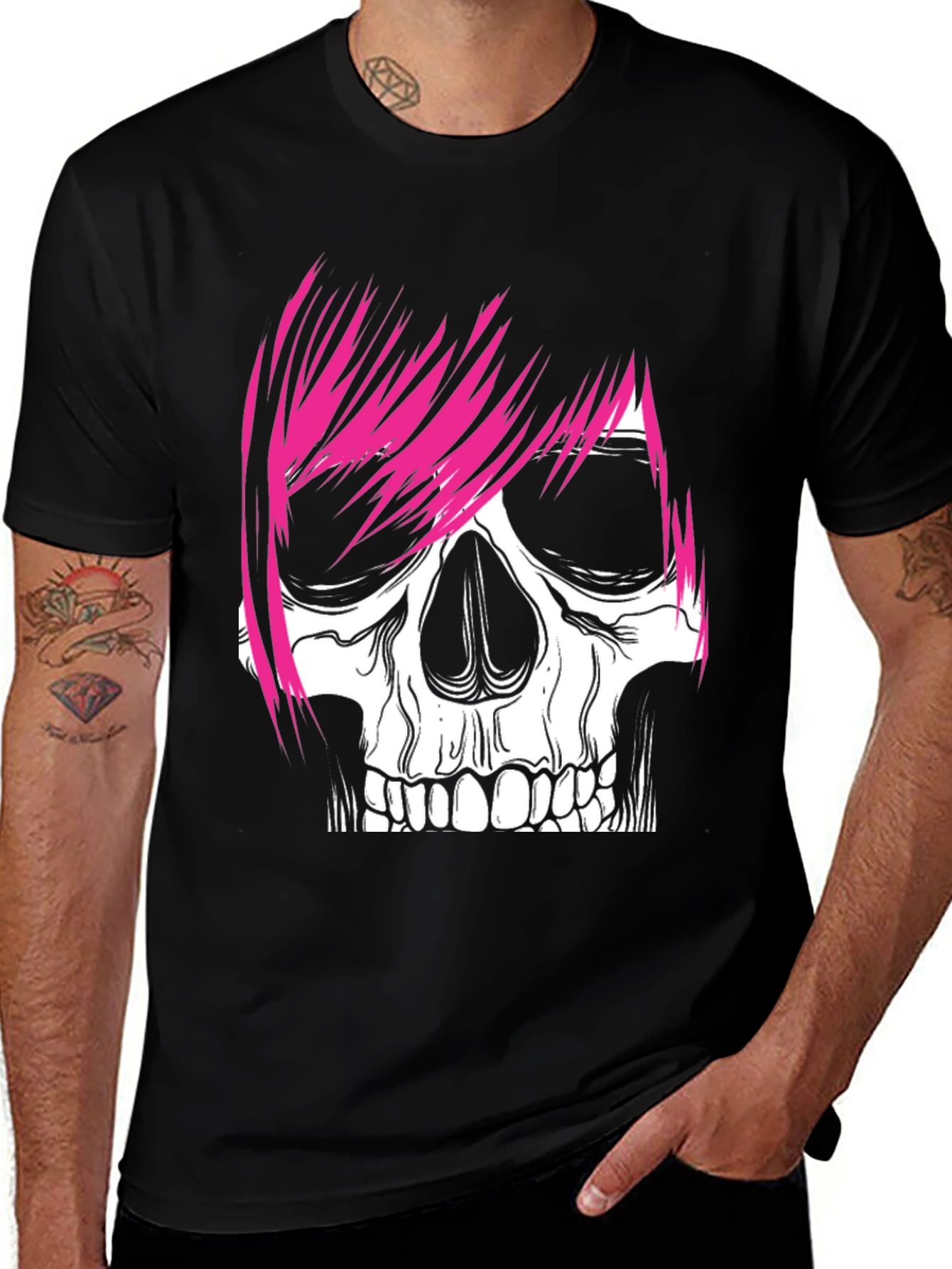 Camiseta Negra con Calavera Punk