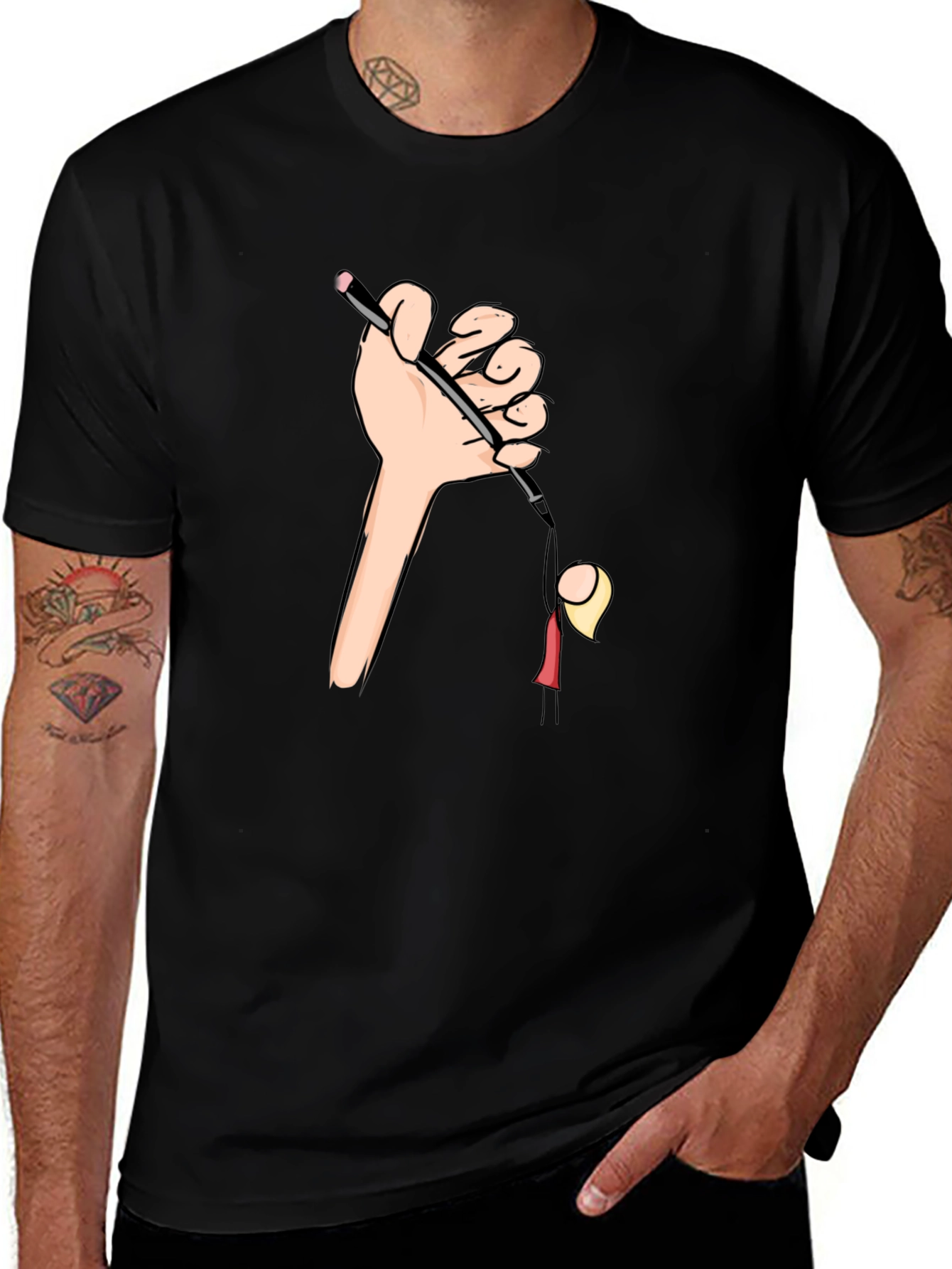 Camiseta Negra Estampada: Humor Gráfico