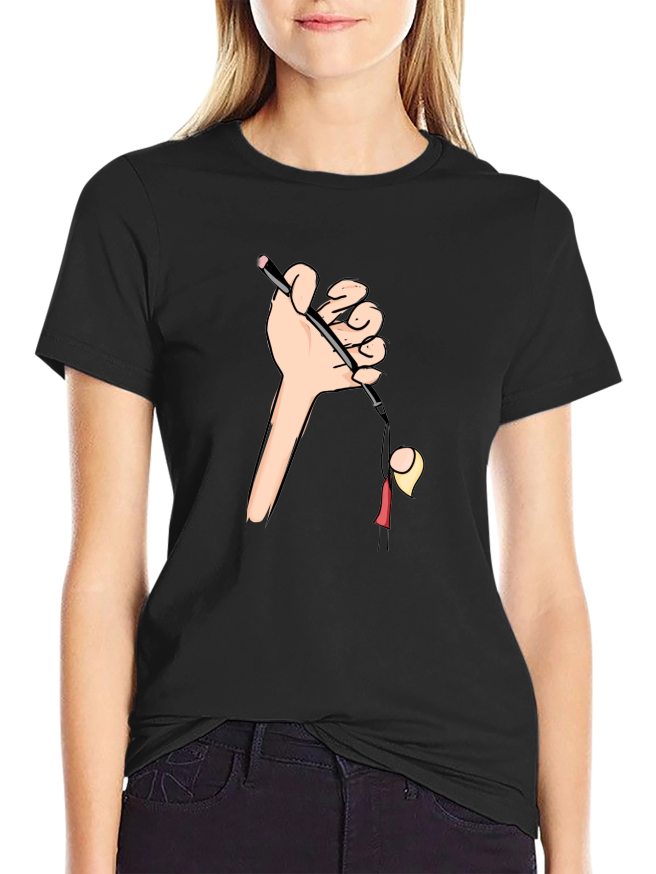 Camiseta Negra Estampada: Humor Gráfico