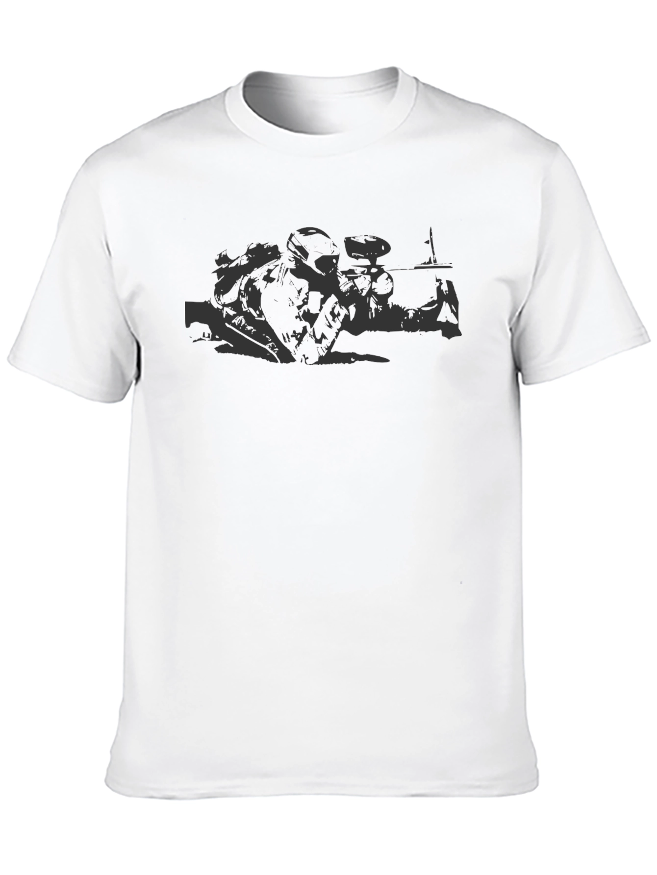 Camiseta Negra Estampada de Algodón