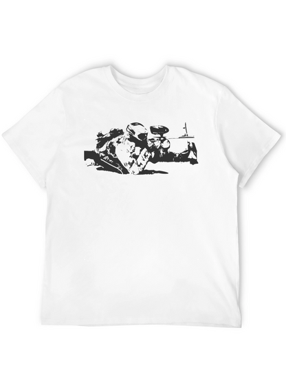Camiseta Negra Estampada de Algodón