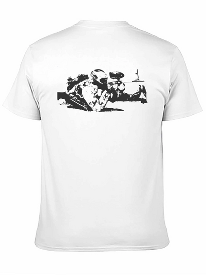 Camiseta Negra Estampada de Algodón