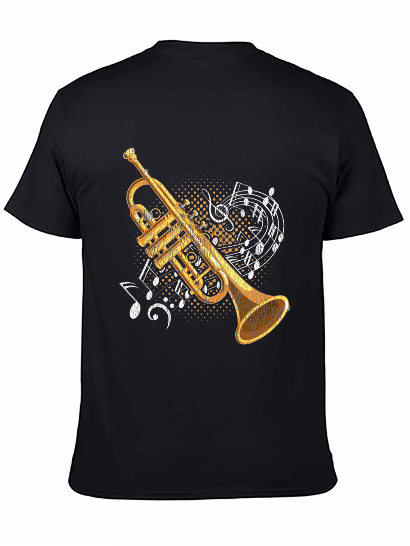 Camiseta Negra con Diseño de Trompeta Musical