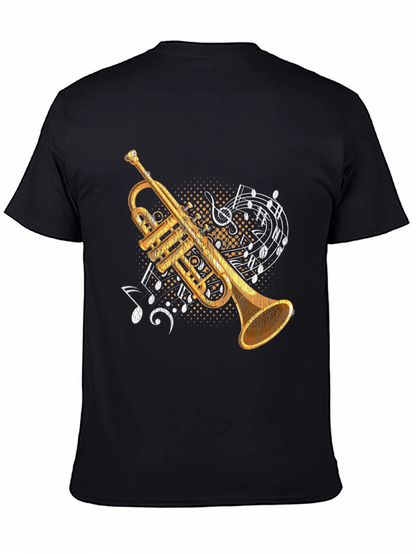 Camiseta Negra con Diseño de Trompeta Musical