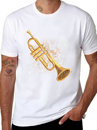 Camiseta Negra con Diseño de Trompeta Musical