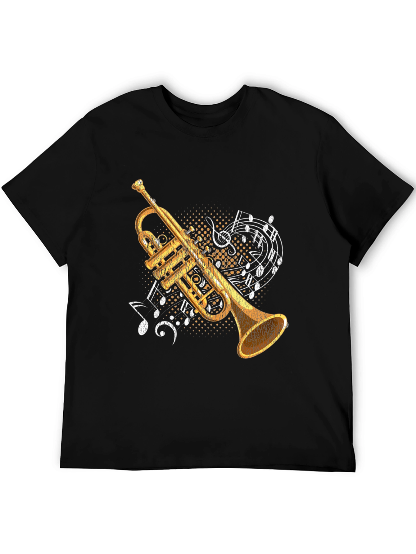 Camiseta Negra con Diseño de Trompeta Musical