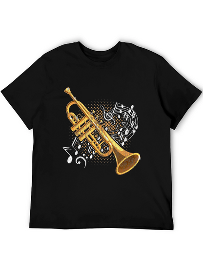Camiseta Negra con Diseño de Trompeta Musical