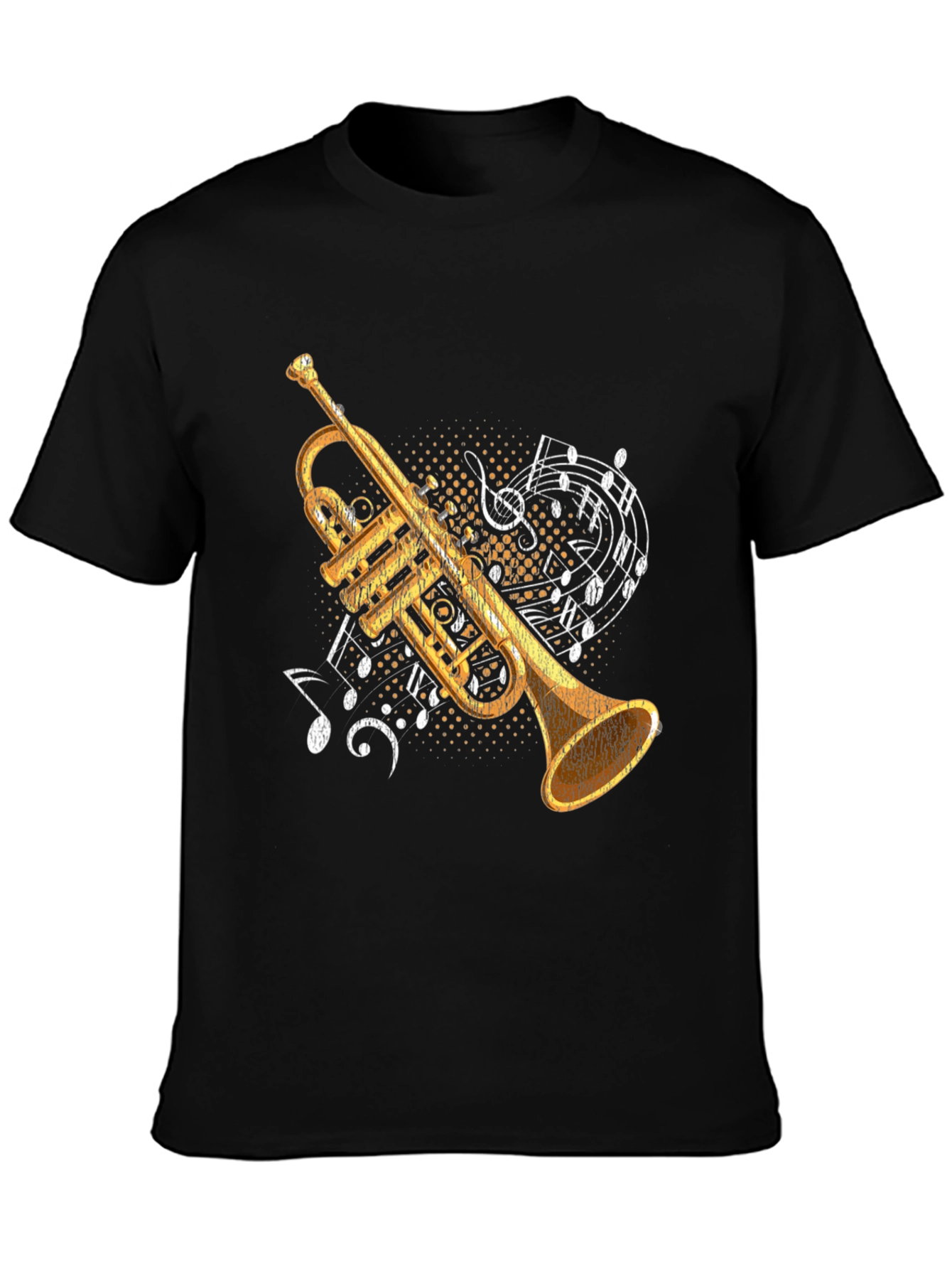 Camiseta Negra con Diseño de Trompeta Musical