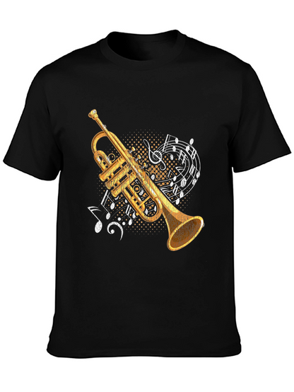 Camiseta Negra con Diseño de Trompeta Musical