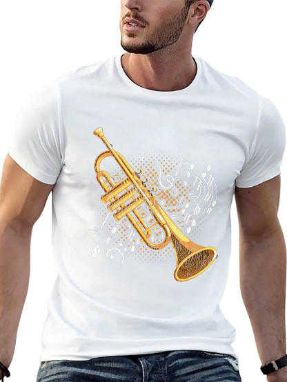 Camiseta Negra con Diseño de Trompeta Musical