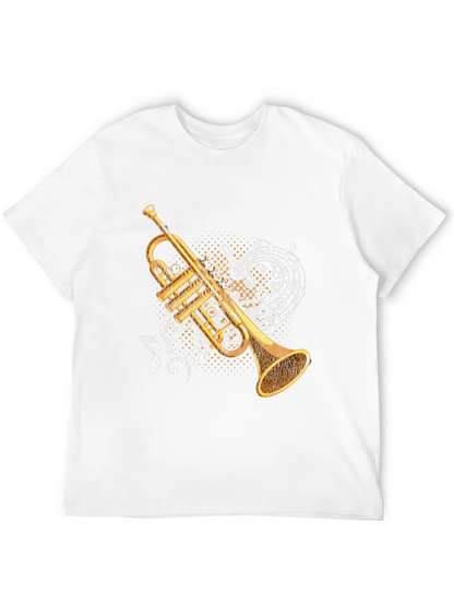 Camiseta Negra con Diseño de Trompeta Musical