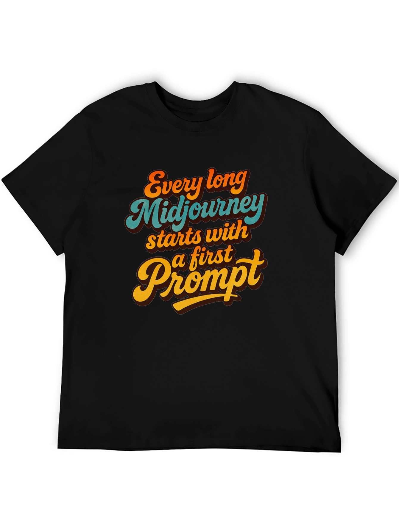 Camiseta Negra Estampada: Aventura Midjourney