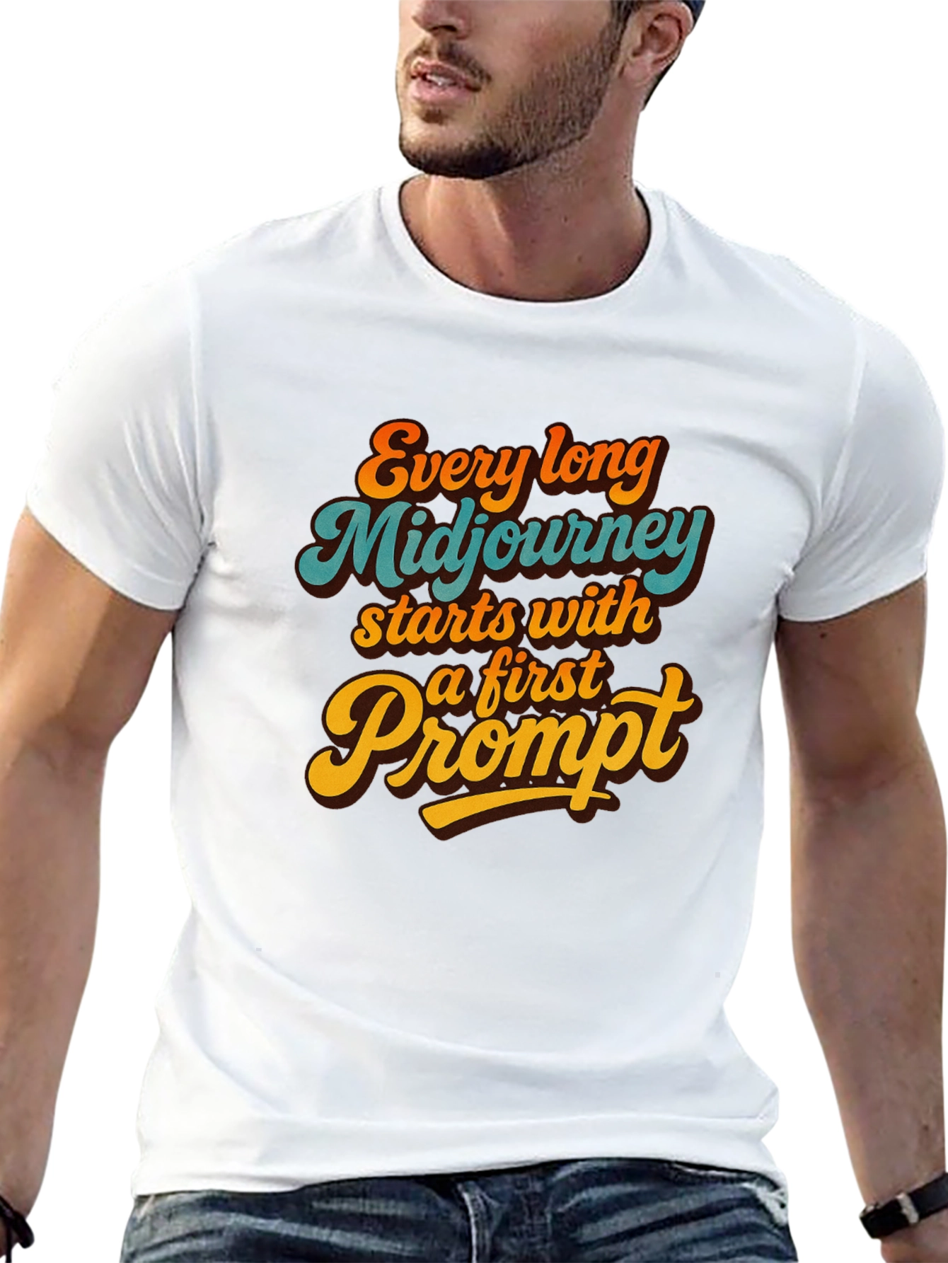 Camiseta Negra Estampada: Aventura Midjourney