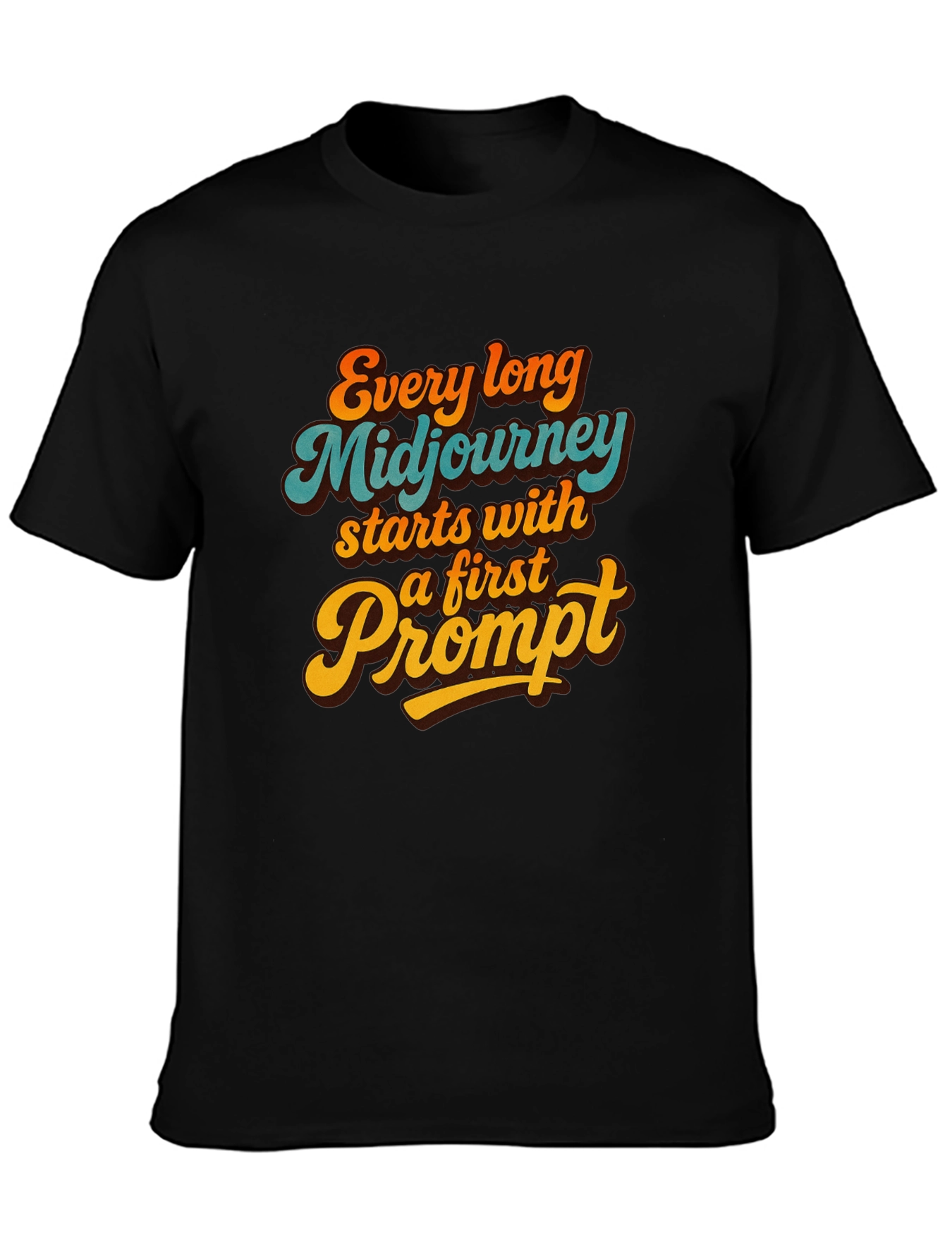 Camiseta Negra Estampada: Aventura Midjourney