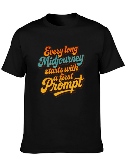 Camiseta Negra Estampada: Aventura Midjourney