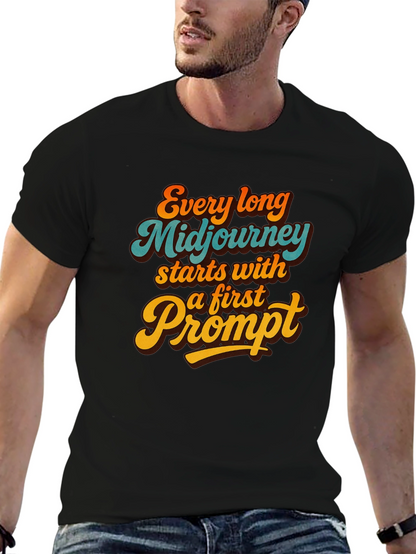 Camiseta Negra Estampada: Aventura Midjourney