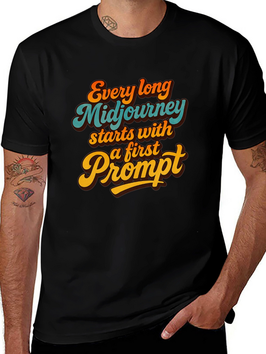 Camiseta Negra Estampada: Aventura Midjourney