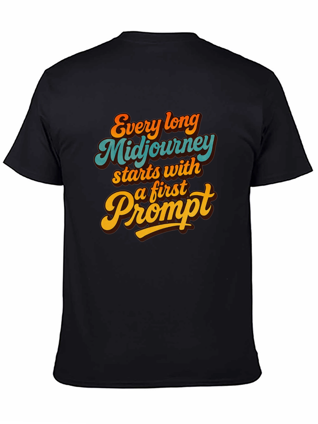 Camiseta Negra Estampada: Aventura Midjourney