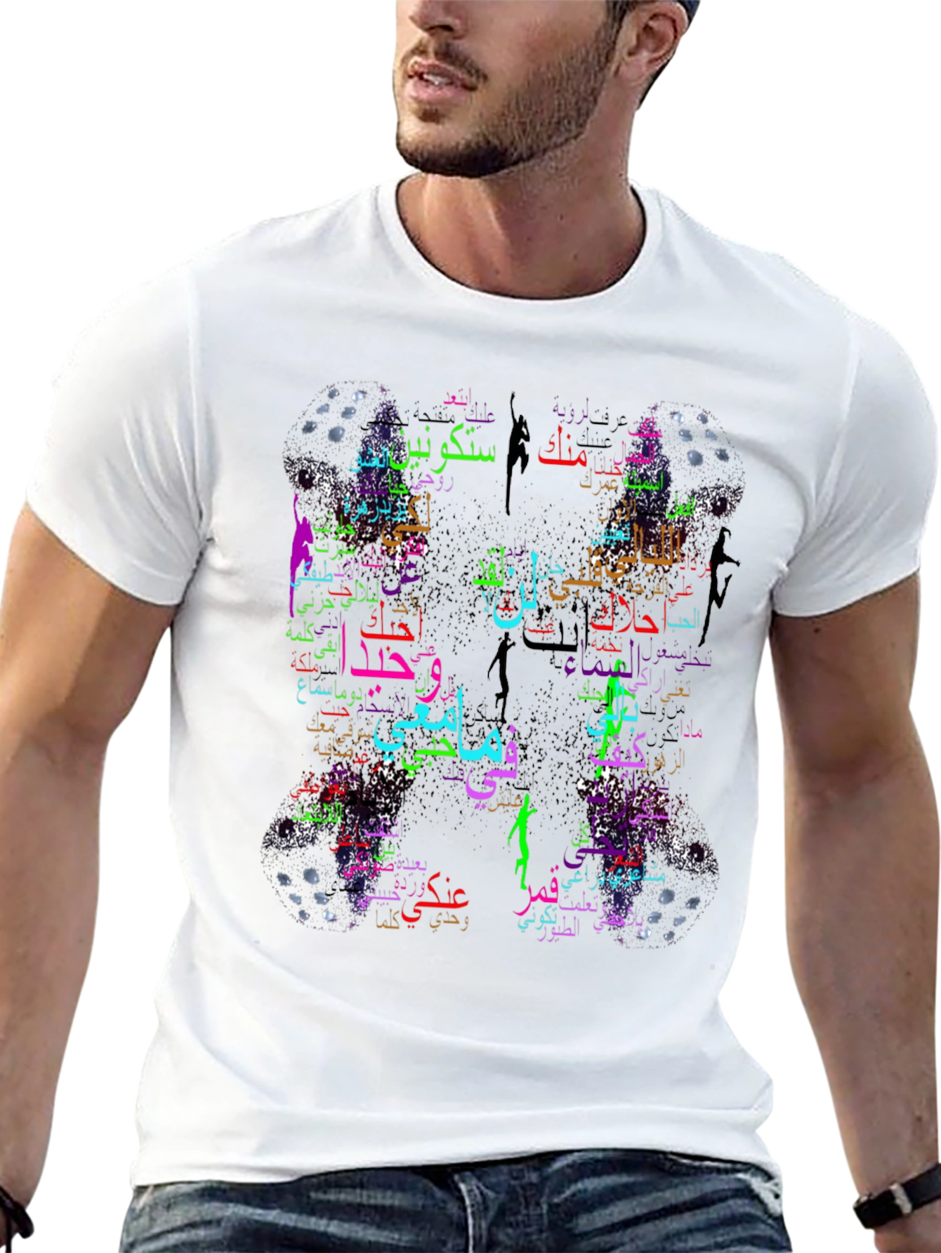 Camiseta Negra con Diseño Árabe Abstracto