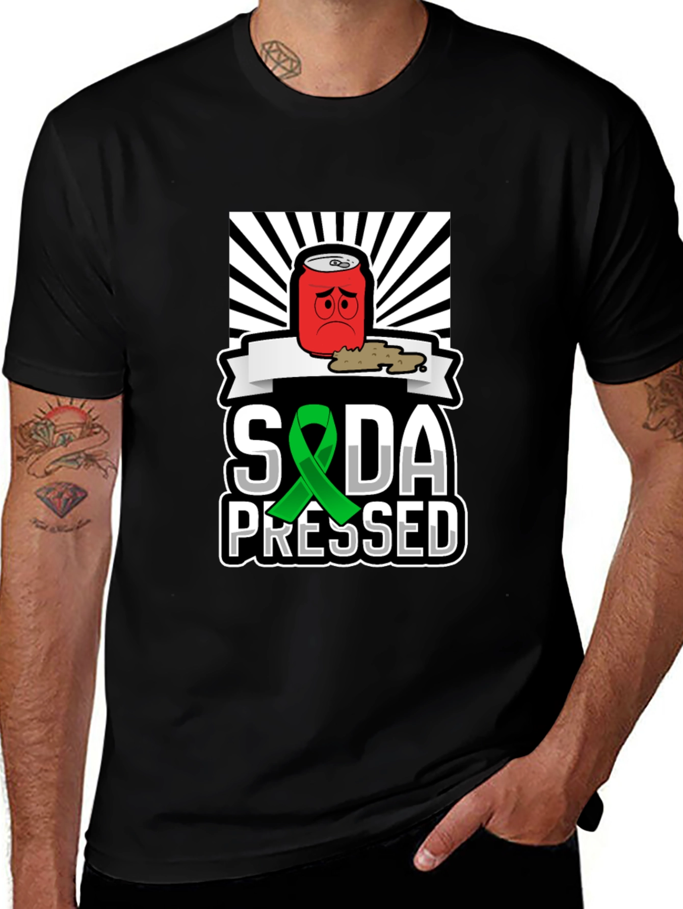 Camiseta Negra Soda Pressed con Diseño Único