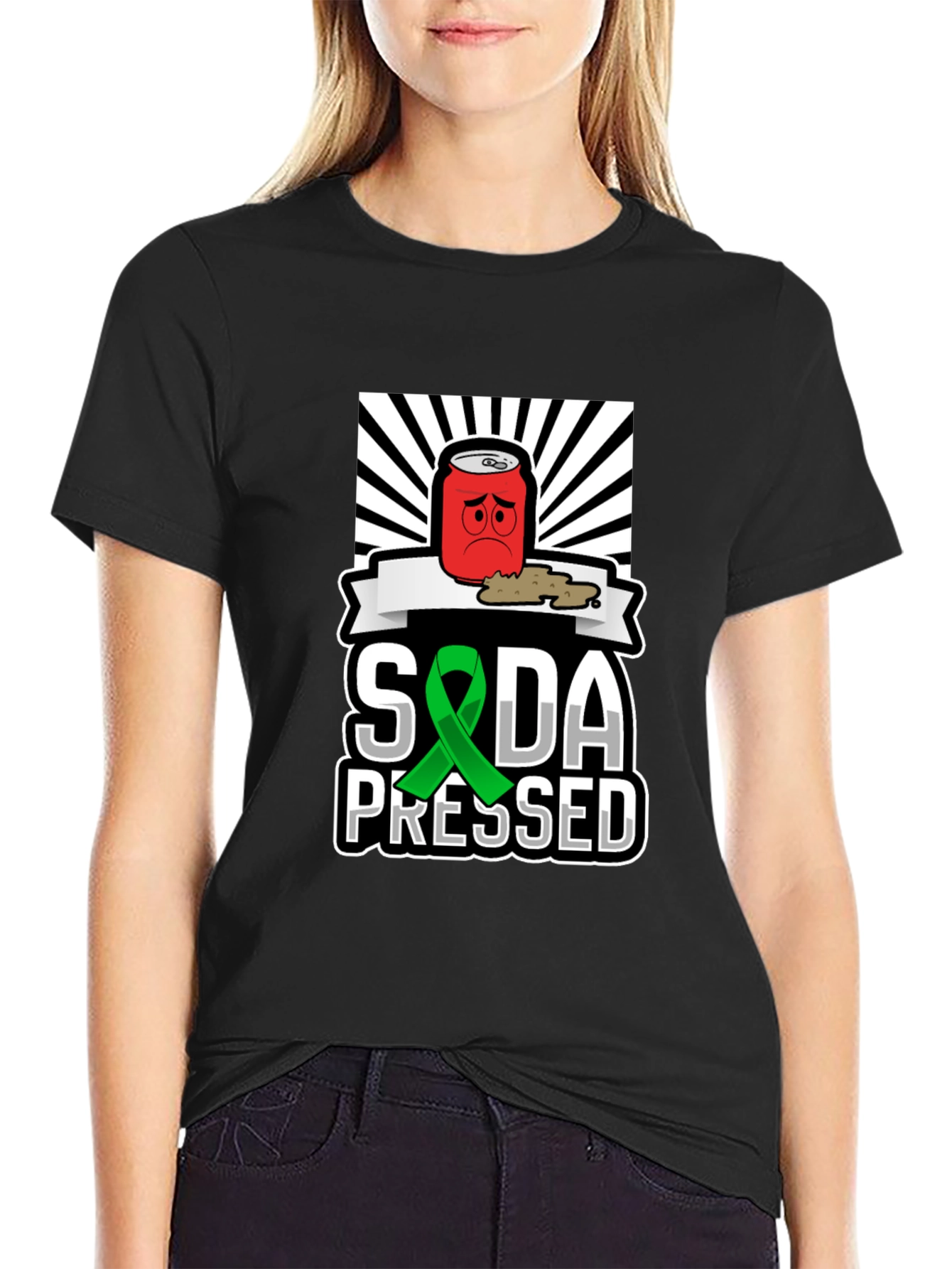Camiseta Negra Soda Pressed con Diseño Único