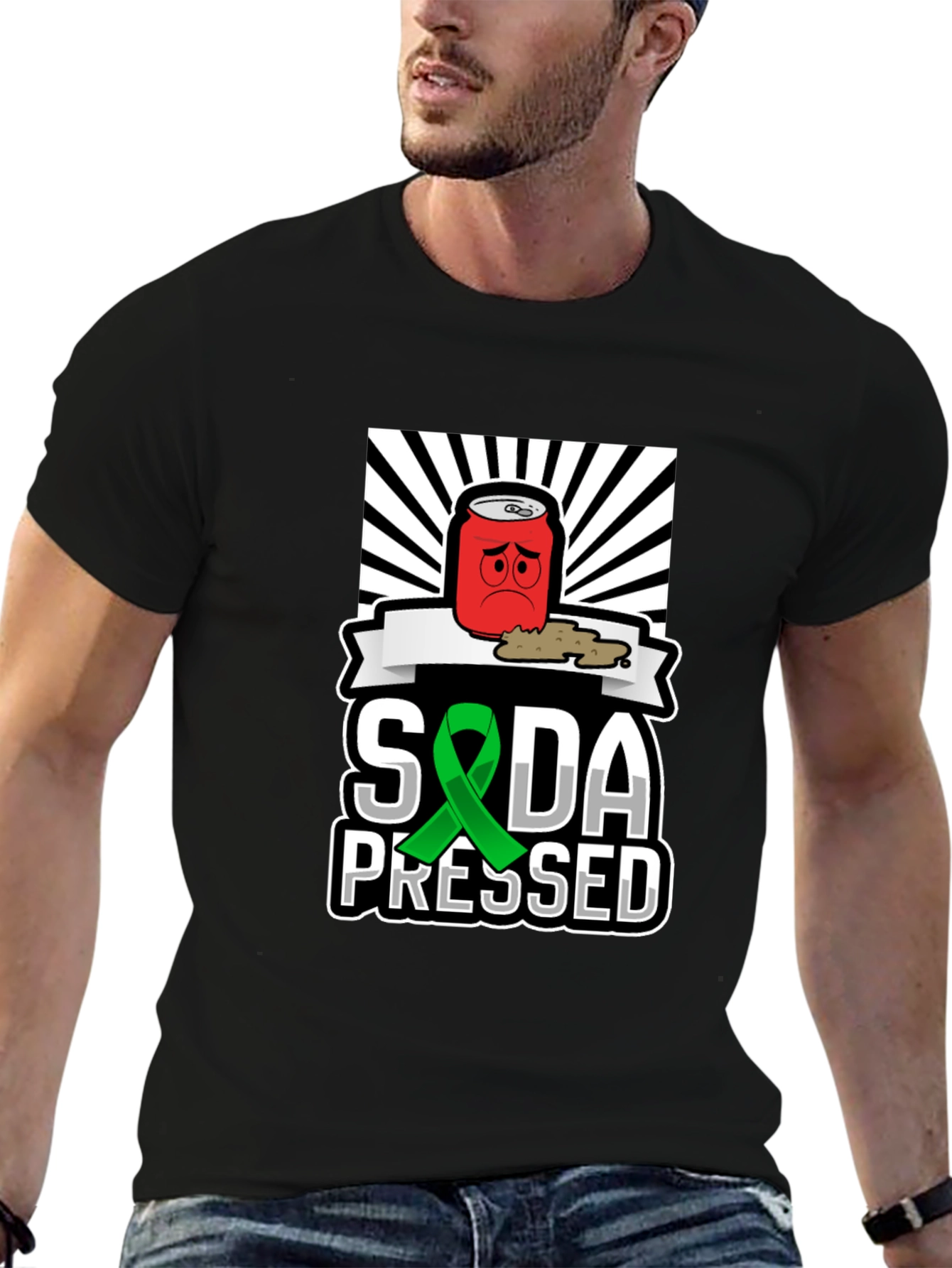 Camiseta Negra Soda Pressed con Diseño Único