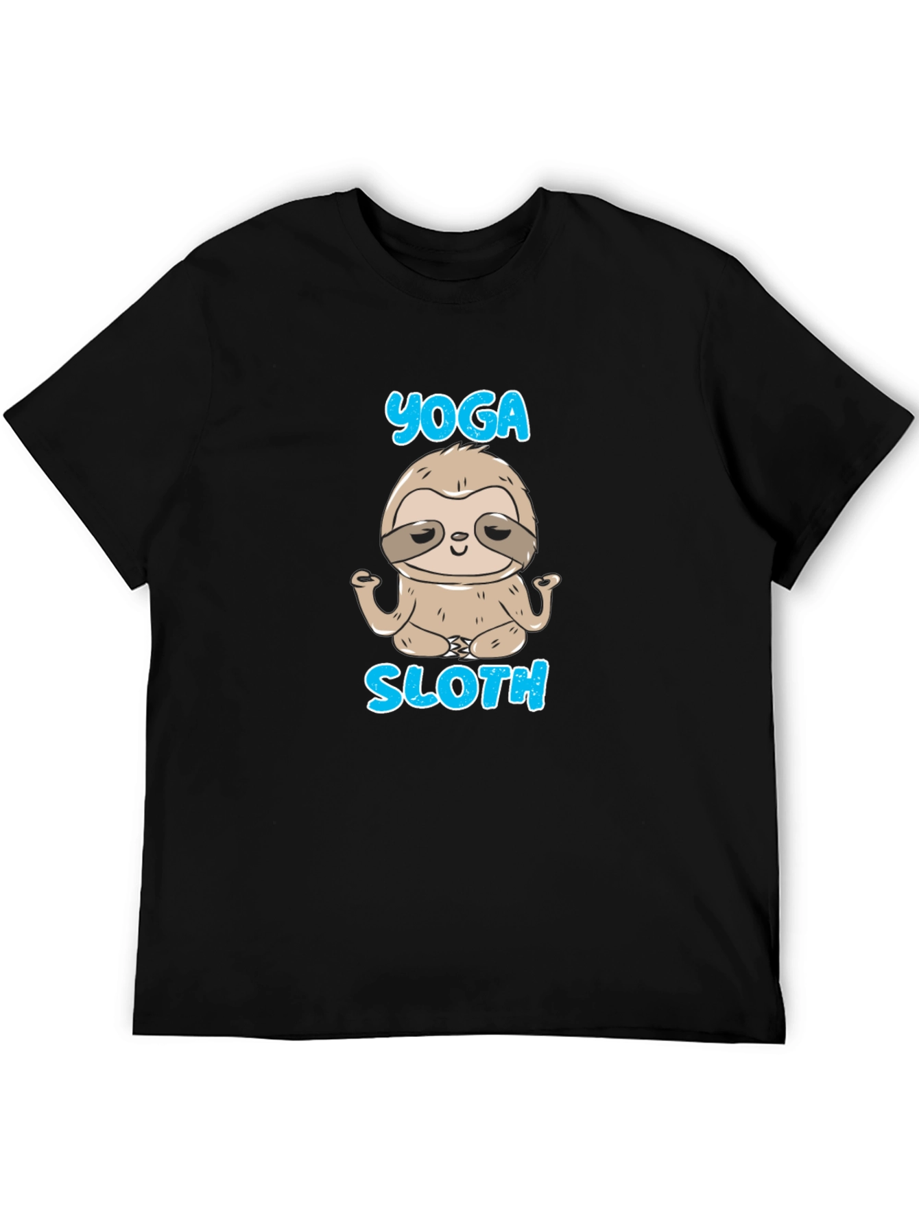 Camiseta Negra Hombre Yoga Sloth Relajado