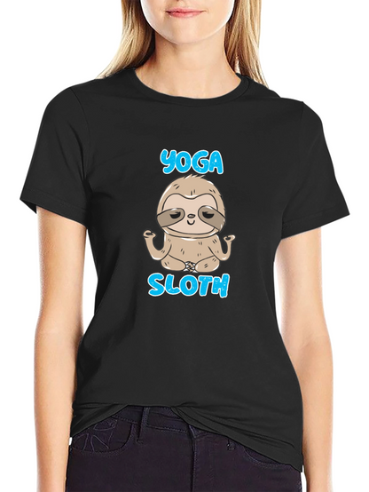 Camiseta Negra Hombre Yoga Sloth Relajado