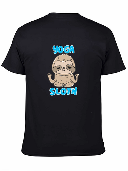 Camiseta Negra Hombre Yoga Sloth Relajado
