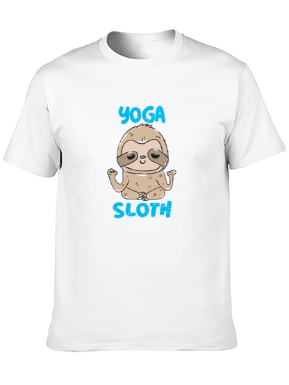 Camiseta Negra Hombre Yoga Sloth Relajado