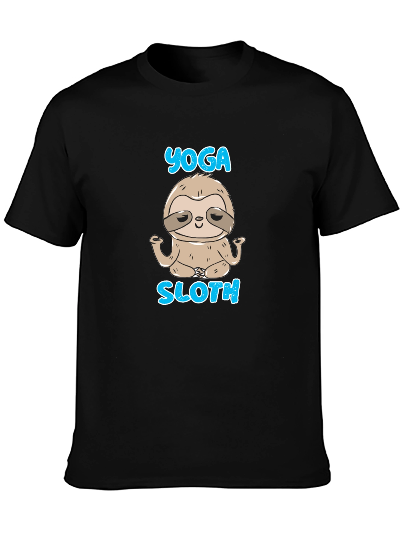 Camiseta Negra Hombre Yoga Sloth Relajado
