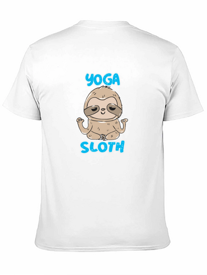 Camiseta Negra Hombre Yoga Sloth Relajado