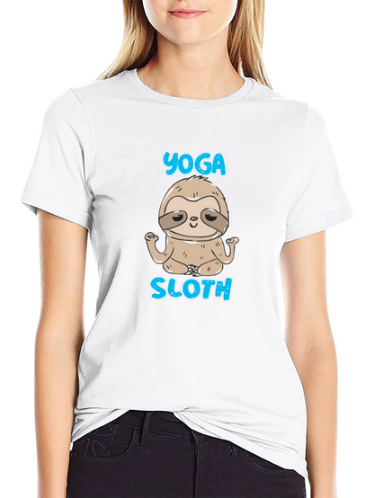 Camiseta Negra Hombre Yoga Sloth Relajado