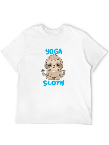 Camiseta Negra Hombre Yoga Sloth Relajado