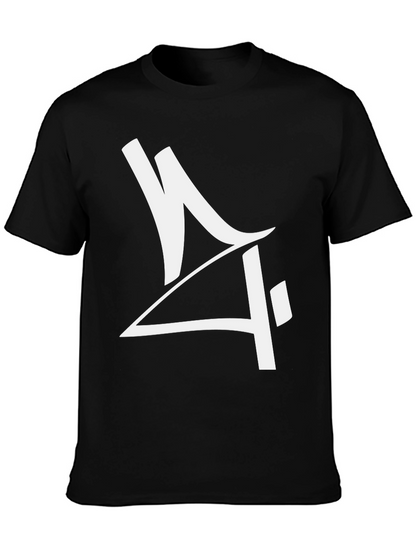Camiseta Negra con Diseño Gráfico Moderno en Blanco